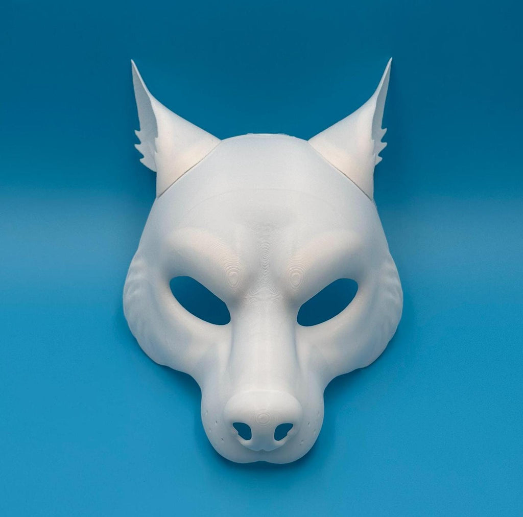 Wolf 3D printed PETG therian mask base with ears