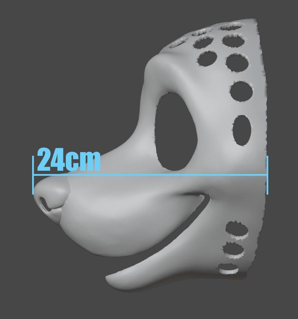 Canine 3D printed fursuit head base