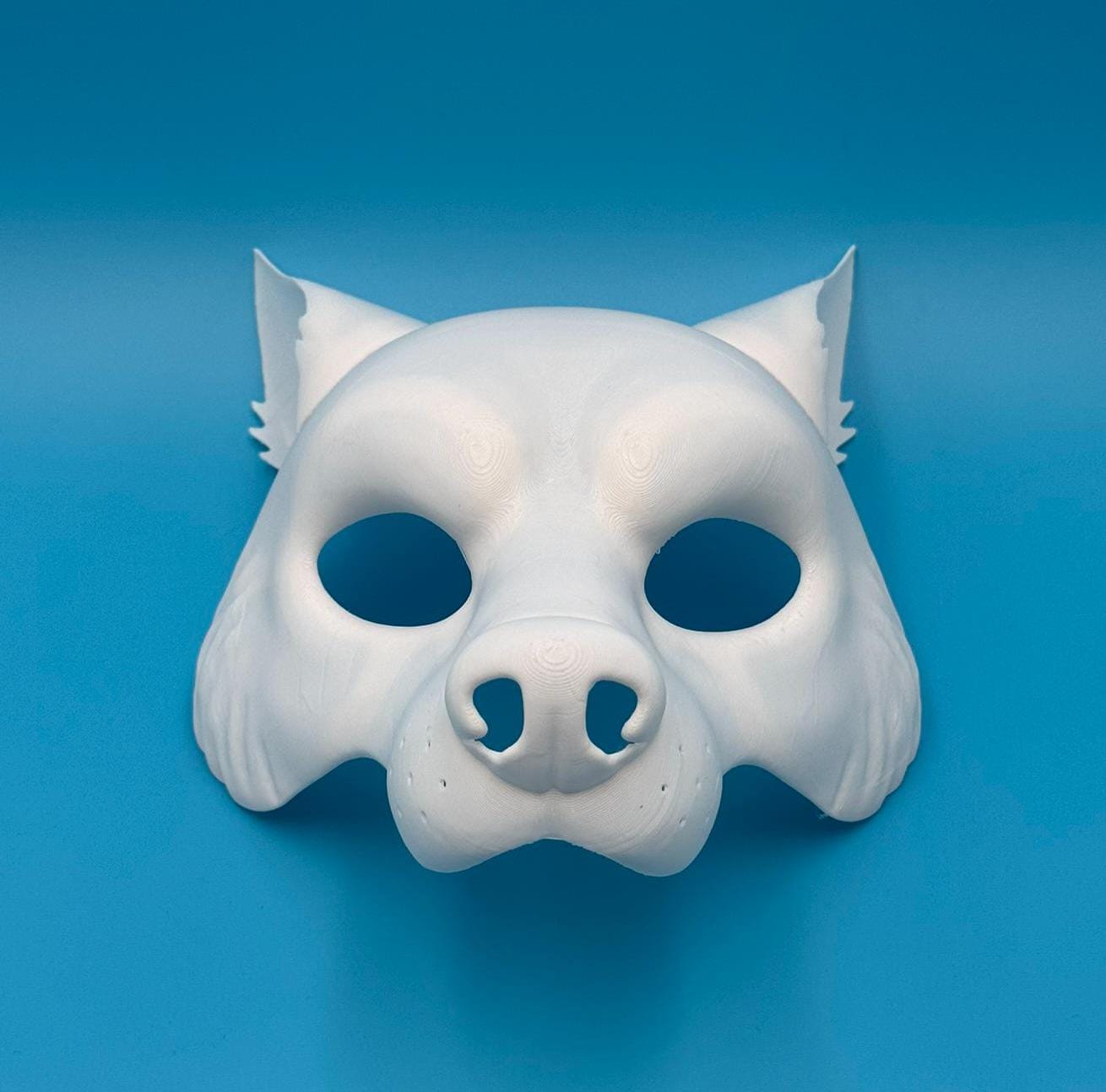 Wolf 3D printed PETG therian mask base with ears