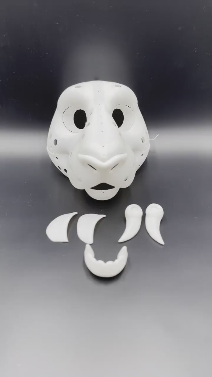 Smilodon 3D printed fursuit head base video