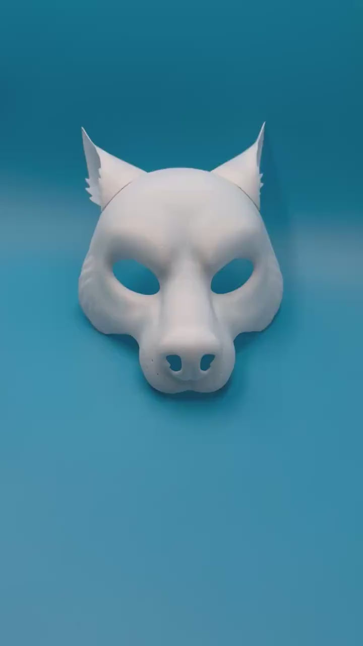Wolf 3D printed PETG therian mask base with ears